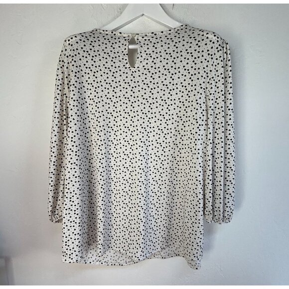Adrianna Papell Womens White Black Heart Print 3/4 Sleeve Blouse Top 2X NWOT - Picture 2 of 8